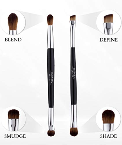 Eye Brush Set – Double Ended Makeup Brushes by Impora London. Eyeshadow Tools for Blending, Defining, Smudging, Shading. Perfect for Travel.