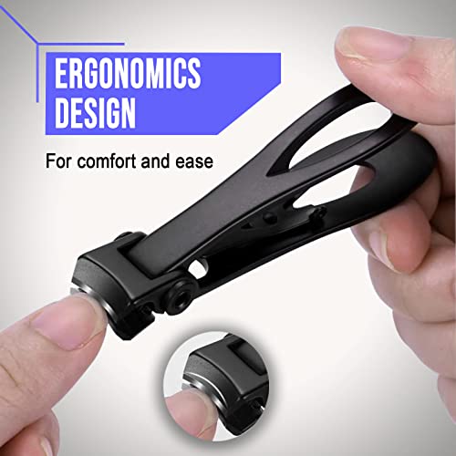 Nail Clippers for Thick Nails 15mm Wide Jaw Stainless Steel Fingernail and Toenail Clipper Set with Nail File Nail Cutter Accessories for Men and