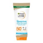 Garnier Ambre Solaire SPF 50+ Sensitive Advanced Sun Cream, For Sensitive Skin, Water Resistant & Non-Greasy Sunscreen, SPF 50 UVA & UVB Protecti
