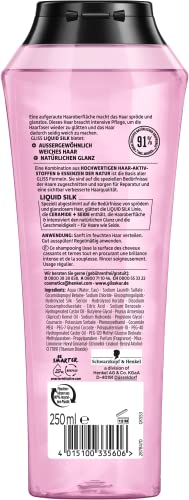 Gliss Shampoo Liquid Silk (250 ml), hair shampoo for a natural shine, care shampoo smooths the hair surface for exceptionally soft hair