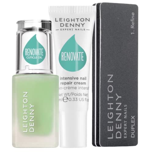 LEIGHTON DENNY Renovate Regime - Intensive Nail Repair Cream For Ridged, Dry, Peeling Nails & Hydrating Cuticle Oil, 110 g (Pack of 1)