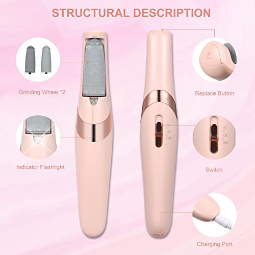Pretfy Foot File, Electric Foot Callus Remover Rechargeable Pedicure Tool, 10 in 1 Electric Pedicure Feet Callus Remover Foot Care For Dead Skin