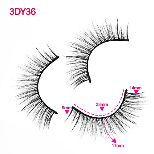 False Eyelashes 17mm Faux 3D Mink Lashes Natural Look Fluffy Cat Eye Wispy Lashes Pack by KASHBIS, 10 Pairs
