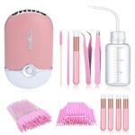 Aussido 159 PCS Eyelash Fan Set Lash Fan for Eyelash Extension Dryer, Lash Shampoo Brushes,Plastic Wash Squeeze Bottle,Disposable Eyelash Mascara
