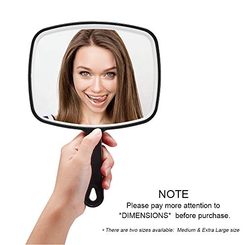 OMIRO Hand Mirror, Black Handheld Plain Mirror with Handle,Square,M