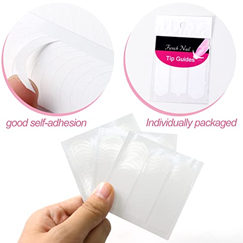 Hanyousheng 1440 Pcs French Nail Stickers, 30 Sheets French Manicure Stickers, Self-Adhesive French Tip Guides Nail Stickers for Gel Nails, Nail