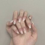 Nude Gradient White False Nails Glossy Mid-length Ballerina Fake Nails French Fake Nails 24PCS Full Cover Press on Nails Tips for Party or Dating