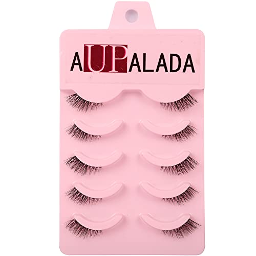 False Eyelashes Natural Half Lashes Short Wispy Clear Band 1/2 Lashes Pack Cat Eye 3D Faux Mink 3/4 Eye Lashes Multipack By AUPALADA, Lash Cluste
