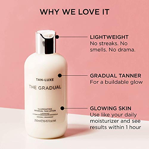 Tan Luxe THE GRADUAL Fake Tan Lotion, (250 ml) Self Tanning Skin Care with Gradual Glow, Cruelty Free & Vegan
