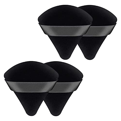 QLines® Powder Puff 2 Pcs - Triangle Powder Puffs - Soft & Resuable Foundation Makeup Sponge with Silky Ribbon - Perfect for Pressed and Loose Po