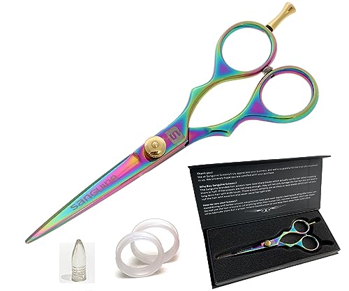 Professional Hair Cutting Scissors, Hairdressing Scissors, Ultra-Sharp Japanese Convex Blades, Titanium Coated - 5.5 inch, Includes Case
