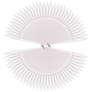 100pcs Clear Nail Swatches Sticks, FITDON Transparent Stiletto Nail Art Tips Practice Sticks Fan Shaped Plastic Nail Polish Board Display