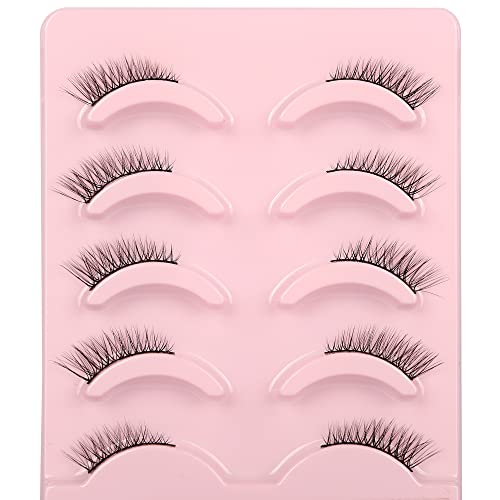 Aupalada False Eyelashes Natural Look Wispy Cat Eye Lashes 3D Fluffy Half Fake Lashes Pack, 3/4 False lashes, quarter lashes, half eyelashes, Cor