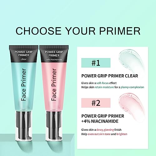 Power Grip Primer - Hydrating Face Primer - Green Gel Based Makeup Primer with Hyaluronic Acid - Pore Minimizer Smoothing Long Lasting Make Up -