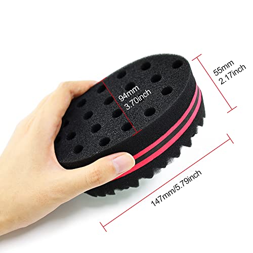 ELERA Hair Sponge Brush, Big Holes (14mm Hole) Afro Curl Sponge, Double Side Oval Magic Twist Coils Wave Hair Sponge for Home and Barber