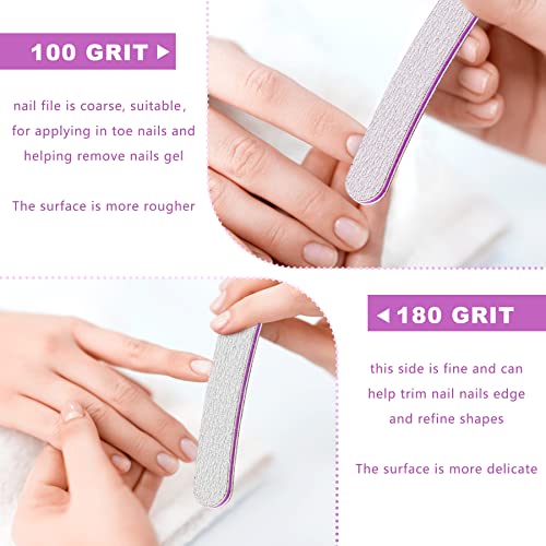 AYITOO Nail File Gel Grit 50pcs in Set Manicure File Nail Polisher Boards Buffers Grit 100/180 Professional Nail Files for Acrylic Gel Nails Natu