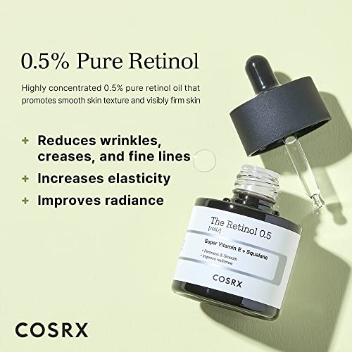 COSRX Retinol 0.5 Oil, Anti-aging Serum with 0.5% Retinoid Treatment for Face, Reduce Wrinkles, Fine Lines, and Signs of Aging, Gentle Skin Care