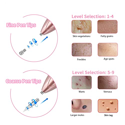 CHRERNA Skin Tag Pen Remover Kit, Mole Pen Removal Kit with 9 Strength Levels &Replaceable Accessories, Plasma Pen for Freckle, Age Spots,Nevus (