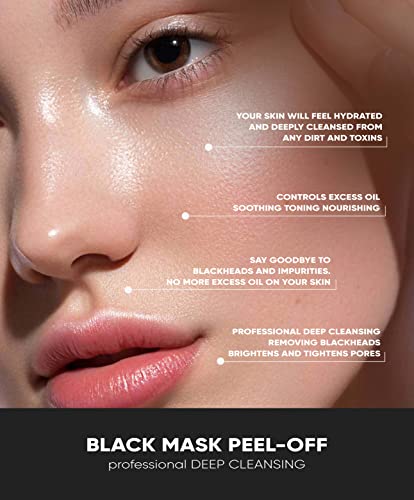 Perfect Look London Peel Off Face Masks, Intensive Purifier, Bamboo Charcoal Fighting Formula for Blackhead Removal and Deep Skin Clean, Carbon A
