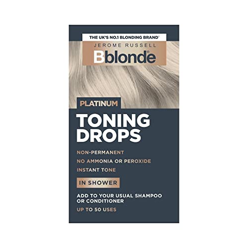 Jerome Russell Bblonde Platinum Toning Drops - Non-Permanent Platinum Hair Toner, Refresh & Maintain Blonde Hair Dye, Add Drops in Shower with Sh