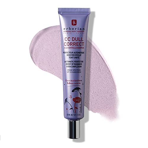 Erborian CC Dull Correct with Centella Asiatica - Korean Skincare and Makeup Cream - Primer & Blur for Radiance Boosting and Soothing Effects, Ev