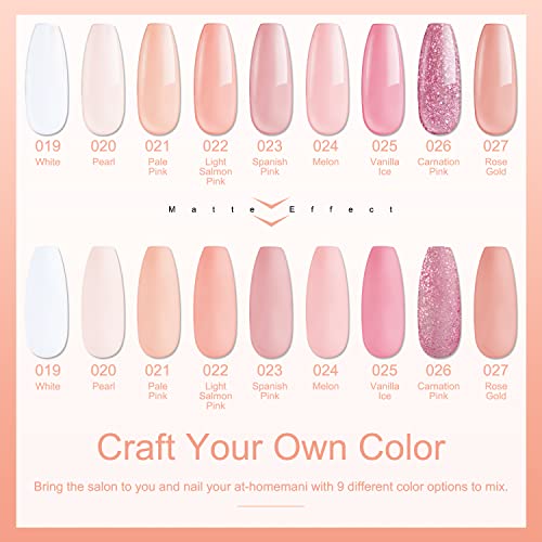 Lavender Violets 13 Pcs Gel Nail Polishes Set French Nail Art White Pink Nude 9 Colours UV LED Soak Off With Base Coat,Matte n No Wipe Top Coat N