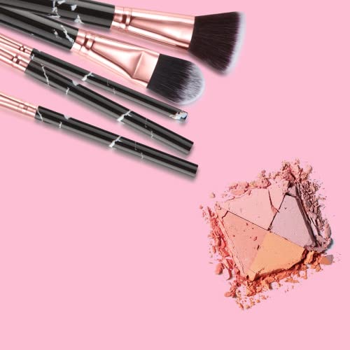 Makeup Brushes Set DUAIU 16PCS Vegan Synthetic Make up Brushes Foundation Eyeshadow Concealer Eyebrow Black Marble Brush Set With Makeup Brush Ho