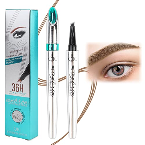Eyebrow Pencil Tattoo Eyebrow Pen Waterproof Microblading Eye Brow Makeup Tool with Fork Tip Long-lasting for Natural Hair Like Defined Smooth Br