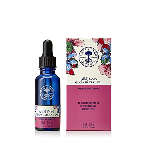 Neal's Yard Remedies | Wild Rose Glow Facial Oil For Face Skin Care With Certified Organic Essential Oils | 30ml