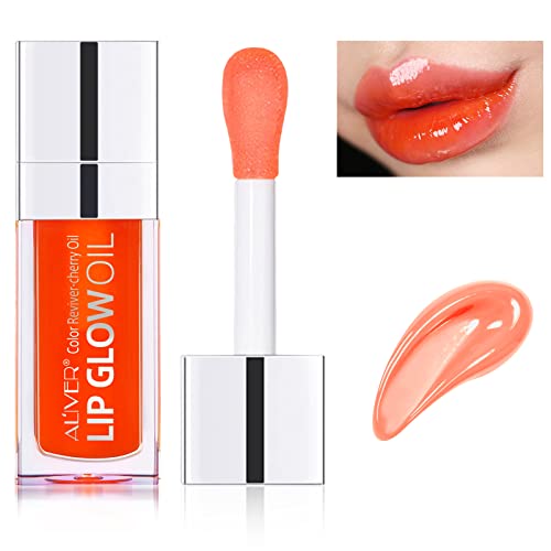 Bieyoc Plumping Lip Oil, Hydrating Gloss Tinted Balm Care Transparent Toot Long Lasting Nourishing Glow Oil Non-sticky Big Brush Head Glitter Shi