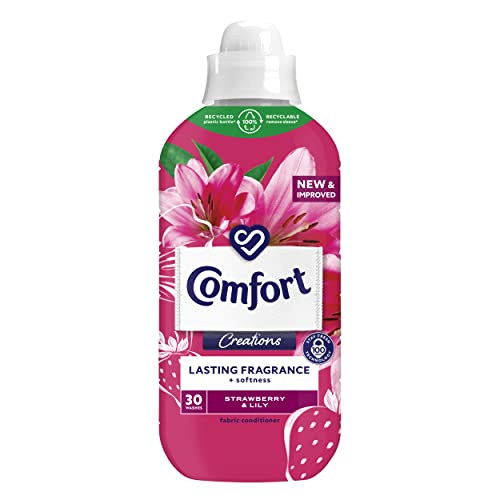 Comfort Creations Strawberry & Lily Fabric Conditioner pack of 8 (240 washes total) with Stay Fresh technology for 100 days of freshness + fragra