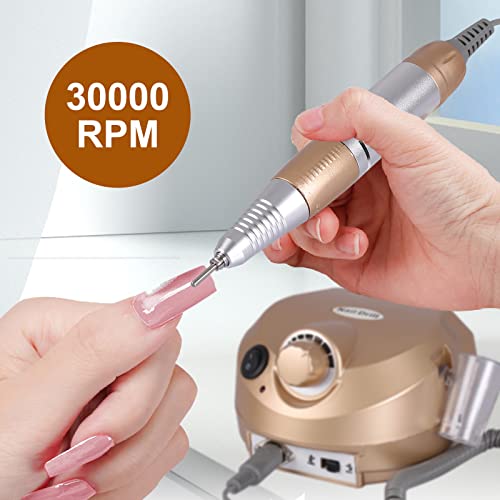 Nail Drill Electric Nail File Drill Machine Upgraded Manicure Pedicure Kit 30000RPM for Acrylic Nails,Gel Nail,Nail Art Polisher with 50pcs Sandi