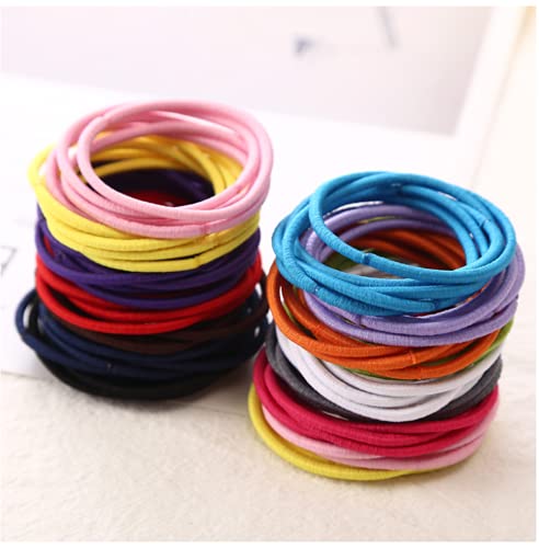 FEIFEI'S BOW 50Pcs Girls Women 2.5mm Thin School Uniform Endless Hair Elastics Bobbles Hair Ties Bands Ponios Ponytail Holders (Burgundy)