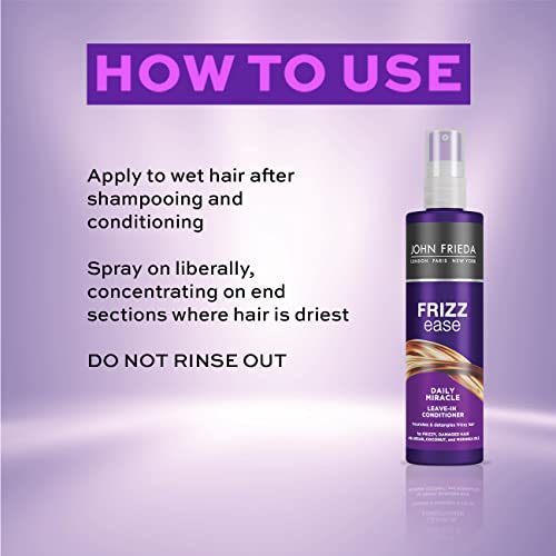 John Frieda Frizz Ease Daily Miracle Leave In Conditioner, Moisturising Conditioner Spray for Frizzy Hair, 200 ml