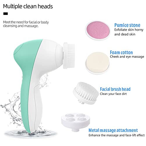 Facial Cleansing Brush Electric Facial Spin Brush Set with 4 Brush Heads for Gentle Exfoliating,Deep Cleansing,Removing Blackhead,Massaging Face