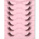 GMAGICTOBO False Eyelashes Natural Cat Eye Half Lashes Fluffy Wispy Clear Band 3D Faux Mink Lashes Pack Soft Strips Fake Eyelashes 7 Pairs