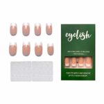 Press on Nails short, 24 Pcs False Nails with Strong Glue, Pretty Milky Fake Nails Short with Nail Glue, Stick on Nails for Women, Eyelish Nails