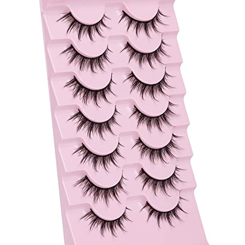 Manga Lashes Natural Look Anime Lashes Wispy Faux Mink False Eyelashes Fluffy Spiky 3D Volume Eye Lashes Korean Japanese Asian Cosplay Fake Eyela