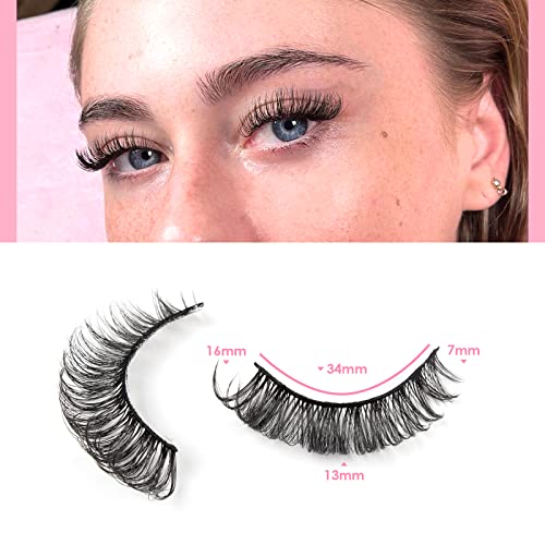 Glowingwin Cat Eye Lashes Natural Look Russian Strip Lashes D Curl Wispy Fluffy Russian Strip Lashes Hybrid Lashes 10 Pairs Pack Fake /False Lash