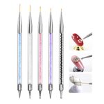 5pcs Thin Nail Art Liner Brushes French Tip Brush Manicure Drill Drawing Nails Brush Pen Double Ended Dotting Tools Set Nail Dotting Pull Line Pa