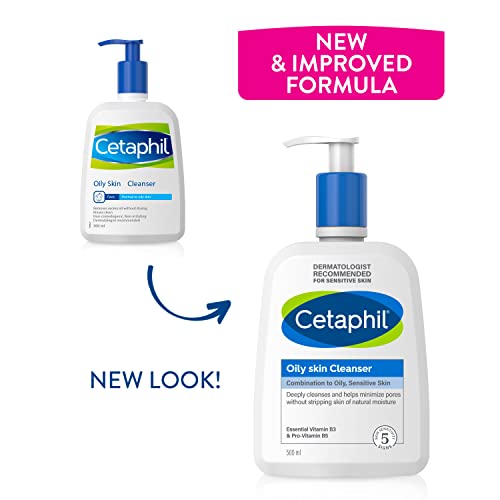 Cetaphil Oily Skin Cleanser, 236ml, Face Wash, For Combination to Oily Sensitive Skin, With Niacinamide