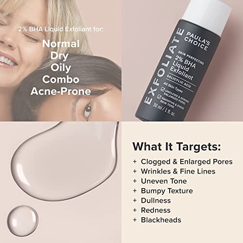 Paula's Choice Skin Perfecting 2% BHA Salicylic Acid Liquid Exfoliant - Face Exfoliating Peel Fights Blackheads, Breakouts & Enlarged Pores - Com