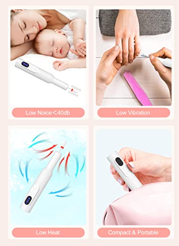 Electric Nail Files, Nail Drill Portable E File Kit with Rechargeable Base, 12 Drill Bits, Adjustable Speed Electric Manicure and Pedicure Set fo