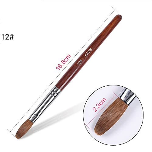 Alexnailart Kolinsky Sable Nail Brush Acrylic Brush for Acrylic Powder Nail Art Pen with Red Wooden Handle Manicure Design 12#