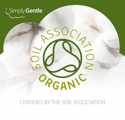 Simply Gentle Organic Cotton Pads – Dual sided - Sealed Edges - Low Lint - 100% Organic Cotton Wool – 100 Count (Pack of 6)