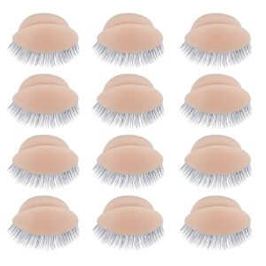 WBCBEC 6 Pairs Replacement Eyelids for Mannequin Head Removable Realistic Eyelids with Eyelashes Mannequin Head Eyelids for Eyelash Training Prac