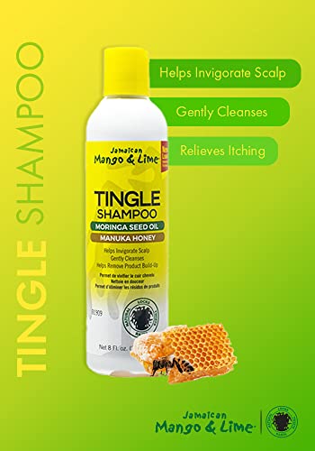 Jamaican Mango & Lime Tingle Shampoo 237ml (Pack of 1) - Gently cleanse and nourish natural hair. Tea Tree extracts. Manuka Honey and Moringa See