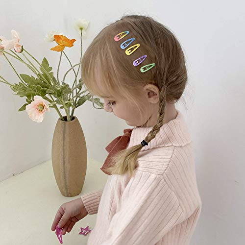 Hair Clips, Funtopia 80 Pcs 1.2 Inch Toddler, Mini Metal Snap Hair Clips for Little Girls Baby Kids, Colorful Small Hair Barrettes, Accessories f