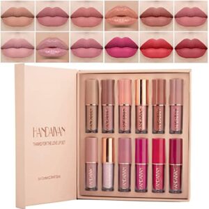 12 Colors Nude Liquid Lipstick Makeup Set Velvet Matte Long-Lasting Waterproof Non-Stick Cup Not Fade Pink Lip Gloss Red Lipstick Makeup Set Gift
