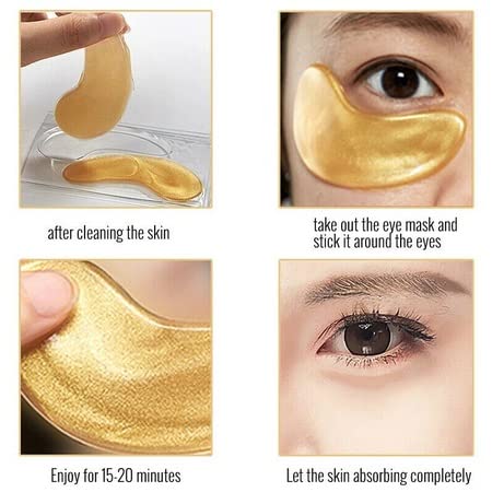 24K Under Eye Treatment Masks, Natural Gel Eye Masks, Under Eye Gel Patches for Dark Circles, Anti Wrinkle, Puffy Eyes, Skincare, Hydrating, Soot